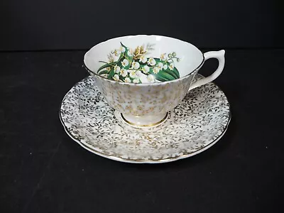 Buy Aynsley Bone China - Cup Saucer - White Floral With Gold Detail • 12.99£
