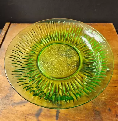 Buy Vintage French Green Glass Shallow Serving Bowl / Dish Sunflower Vereco France • 14.99£