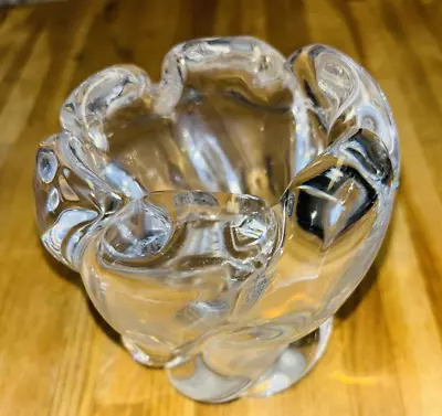 Buy Vintage ORREFORS Signed Crystal Vase - Rose Bowl  - Art Glass 4.5  Tall. Heavy! • 48.03£