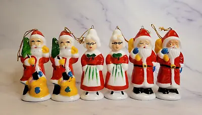 Buy Vintage Set Of 6 Genuine Bone China Christmas Ornaments Santa & Mrs. Claus • 20.24£