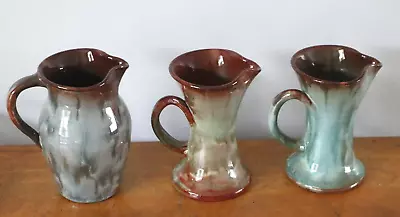 Buy Ewenny Pottery Welsh Pottery Jugs Vintage With  Handle 5  Set Of 3 • 19.99£
