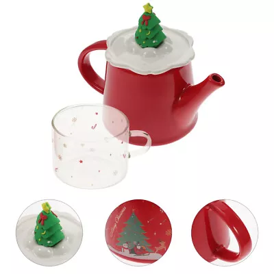 Buy Xmas Tree Ceramic Tea Set With Glass Lid & Cup • 25.88£