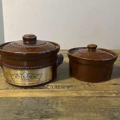 Buy 2 X Vintage Pearsons Of Chesterfield Stilton Stoneware Pots With Lids • 21£