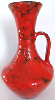 Buy Vintage MCM West German Fat Lava Vase 1964.  Nubransk Red Black Excellent  • 69.15£