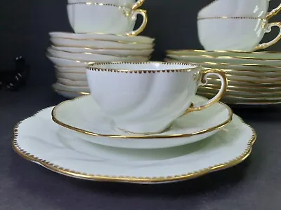 Buy Antique Edwardian White Gold Whiteley For Aynsley Bone China Cups Saucers C1905 • 125£