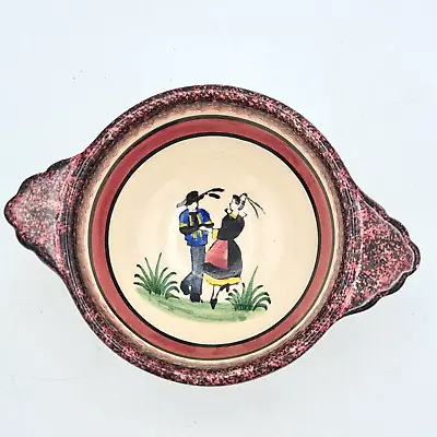 Buy Vintage Bowl Henriot Quimper Pottery - Quimper France Pink With Courting Couple • 10.99£