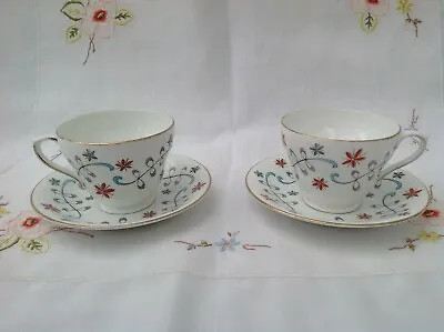 Buy VINTAGE SUTHERLAND BONE CHINA CUPS AND SAUCERS X 2 • 6£
