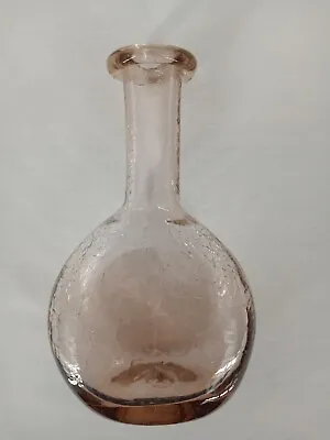 Buy Crackle Glass Bottle Vase No Stopper 6  Tall Beige Mauve Color Rounded Bottom • 17.90£