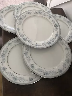 Buy Contemporary Noritake( Blue Hill  2482 ) 6 Large Rimmed Dinner Plates 27cm • 27.50£