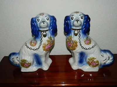 Buy Vintage Pair Of Spaniel Staffordshire Dogs 12 Inches Tall Approx • 79.99£