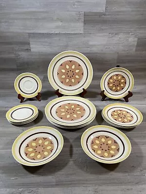 Buy Taylor Smith Taylor Yellow Star Ironstone Set Dinnerware Service 14 Pieces Total • 93.55£