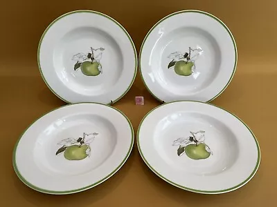 Buy Spal Portugal Mary Lou Goertzen 4 Shallow Bowls Watercolours Apples Vintage 80's • 7.99£