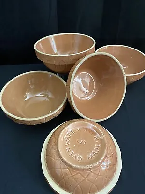 Buy Watt Pottery #5 LOT OF FIVE Bowls Loops Pumpkin Oven Ware 1940s • 69.33£