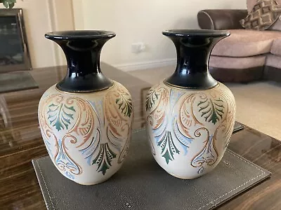 Buy Pair Of Lovatt Langley Ware Vases - Stencilled Art Nouveau Design • 15£