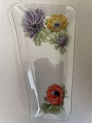 Buy Vintage Pilkington Chance Glass Serving Plate ~ Anemone Flower Design 1960s • 7.99£