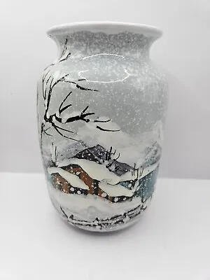 Buy Hand Painted In Italy For Batea 8 In Vase #334 Textured Splatter Gray Snow Scene • 38.52£