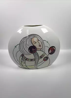 Buy Art Deco Style Oval Vase 22cm Brian Wood Ceramic Artists Deborah Wood Prototype • 39.99£