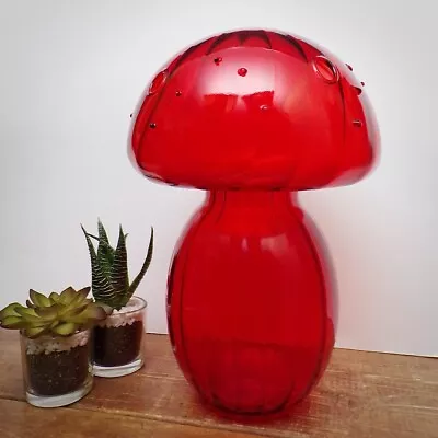 Buy Glass Mushroom Toadstool Vase Large Red Modern Contemporary Unusual Home Decor • 20£