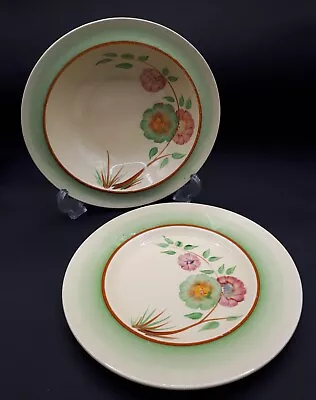 Buy Clarice Cliff Art Deco  Corolla  Tea Plate & Bowl - Newport Pottery (signed) • 45.99£