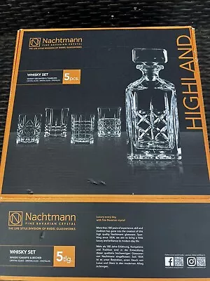 Buy NEW Nachtmann Riedel Bavarian Crystal Highland Whisky Set 1 Decanter & 4 Glasses • 45£