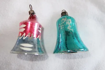 Buy Vintage Christmas Tree Decorations Glass Bauble Bells Set Of 2 • 10£