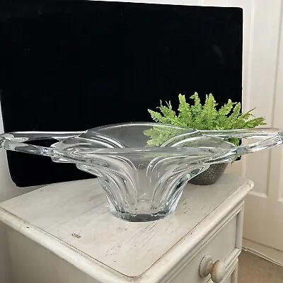 Buy French Art Glass Vannes Large Clear Abstract Centrepiece Art Glass Bowl, C1950s • 25£