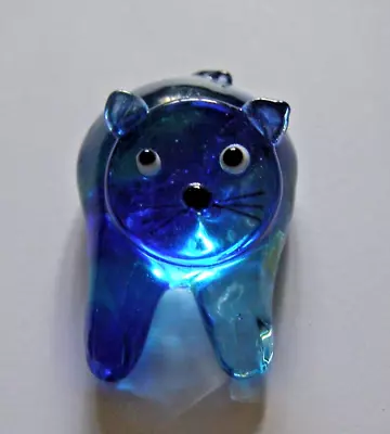 Buy Glass Animal Blue Cat Very Unusual Never Displayed Mint Condition Real Cutie • 9.99£