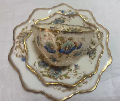 Buy Paragon, Victorian China Trio, Hand Painted Blue Flower With Gold Gilt 10 Points • 10£