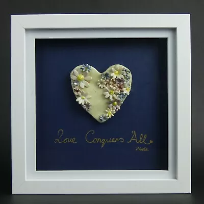Buy Medium Framed Ceramic Heart Flower Nature Sculpture Irish Kiln Pottery Handmade • 40£