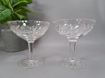 Buy Vintage Cut Glass Pair Of Champagne Glasses Vtg Wedding Toast Deco Country House • 46£