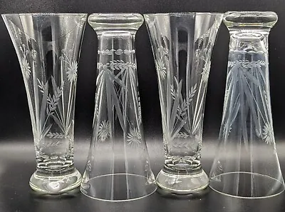 Buy 4 Hand Blown Beautifully Cut Lead Crystal Highball Tumblers With Floral Pattern • 120£