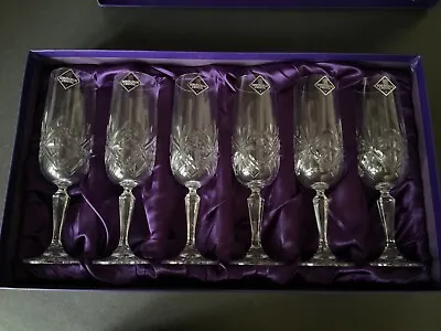 Buy Crystal Fluted Champagne Glasses X 6 Ness By EDINBURGH CRYSTAL Discontinued BNIB • 90£