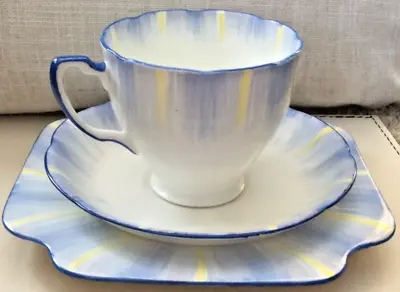 Buy Vintage ABJ Grafton Fine Bone China Art Deco Tea Cup, Saucer & Side Plate Trio • 14.50£