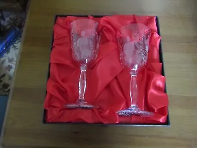 Buy Pair Of Vintage Hand Made Cameo Crystal Wine Glasses 200 Ml • 18.50£