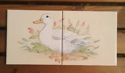 Buy Vintage Rye Pottery Hand Painted Goose Pair Of Tiles • 25£