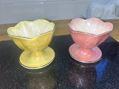 Buy Vintage Maling Dessert Sundae Bowls Dishes X2 Lustre Ware Pink Yellow • 25£