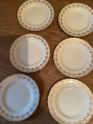 Buy Vintage Tuscan Gold Flower  Pattern With Red Centres Side Plates X 6 • 12£