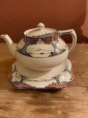 Buy Crown Ducal Ware Orange Tree Small Teapot And Stand. Generally VG Cond. • 30£