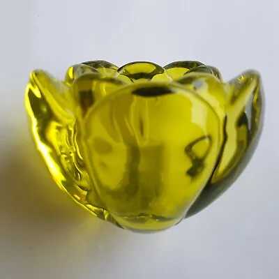 Buy Holmegaard Glass Lotus Votive Candle Yellow Denmark VTG Design Torben Jorgensen • 21.95£