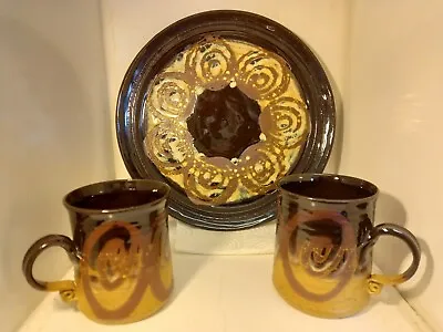 Buy  A Trio Of Alvingham Studio Pottery , Louth  , A Large Plate & Two Mugs • 24.99£