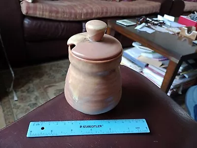 Buy Vintage Lamorna Cornwall Pottery. Peach Glaze Jam Pot. 12cm Tall, 6.5cm Rim Dia  • 11£