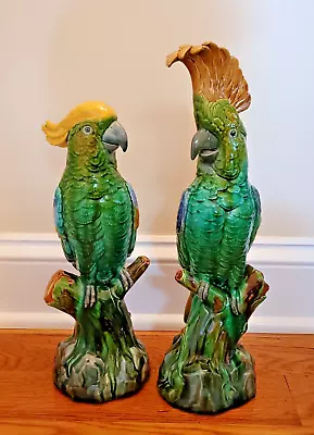 Buy Antique Mintons Minton Majolica Parrots Cockatoo Pair C. 1900 • 1,184.04£