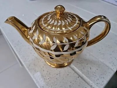 Buy Vintage Sadler Swirl Gold Luster With Leaves Teapot ( Rubbed ) • 12£