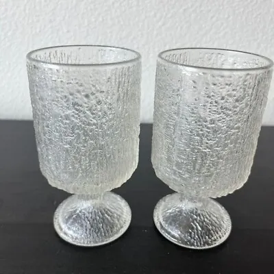 Buy Vintage 1960s Indiana Glass Crystal Ice Footed Tumblers Glasses • 17.36£