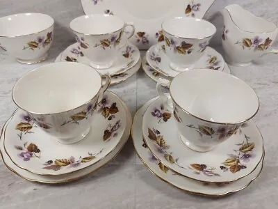 Buy Queen Anne Bone China Pattern 8344 Tea Cups & Saucers Tea Set, & Sandwich Plate • 24.99£