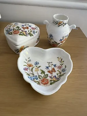 Buy Aynsley Bone China Cottage Garden Heart Trinket Dish, Dish With Lid & Urn Vase • 20£
