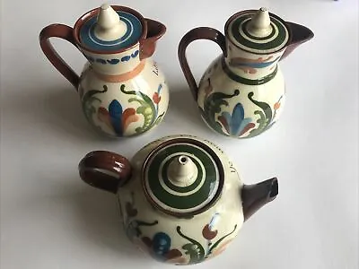 Buy Aller Vale Pottery Teapot And 2 Coffee Jugs Year Unknown • 30£