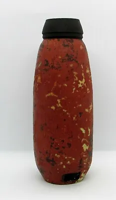 Buy Cruz Vase In Dark Burnt Orange W/ Raw Clay Features - Black Collar • 72.04£