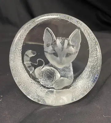 Buy Mats Jonasson Lead Crystal Glass Paperweight Kitten Signature Collection • 12£