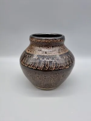 Buy A Studio Pottery, Tenmoku Glaze, Makers Mark Vase. • 28£